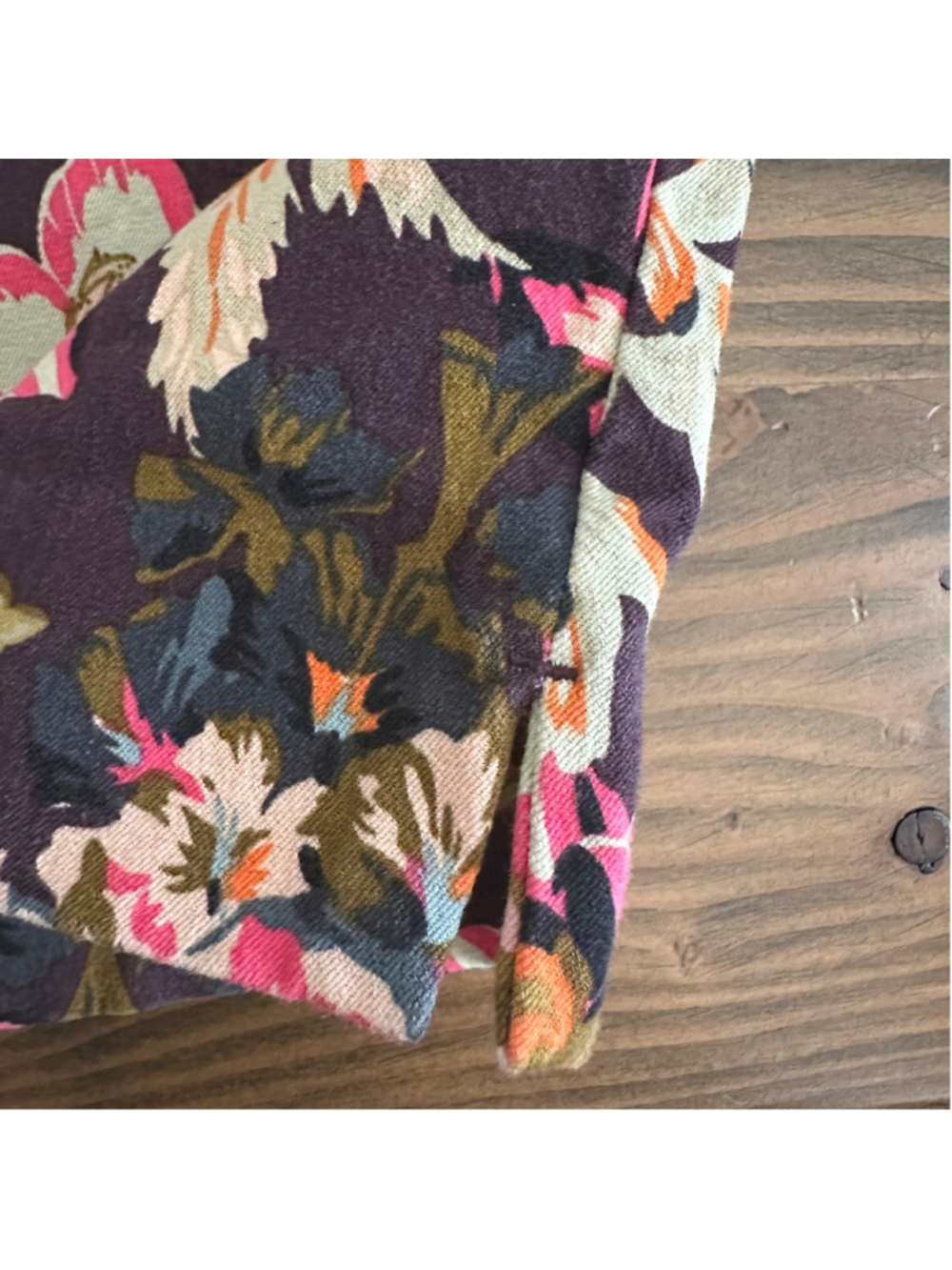 Soft Surroundings Floral Ankle Pants Womens L Brown Pink Stretch Crop - Picture 7 of 14